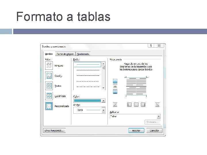 Formato a tablas 