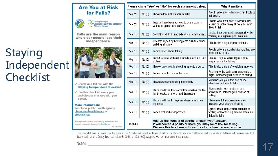 Staying Independent Checklist 17 