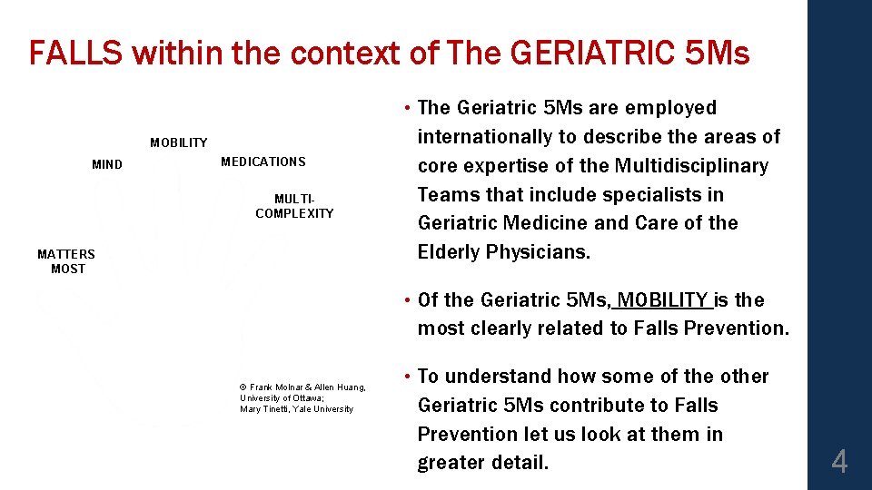 FALLS within the context of The GERIATRIC 5 Ms • The Geriatric 5 Ms