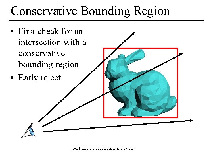 Conservative Bounding Region • First check for an intersection with a conservative bounding region