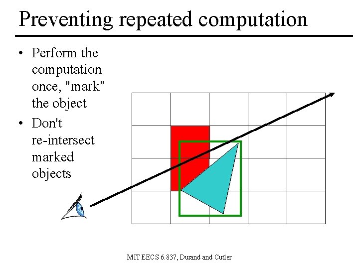 Preventing repeated computation • Perform the computation once, "mark" the object • Don't re-intersect