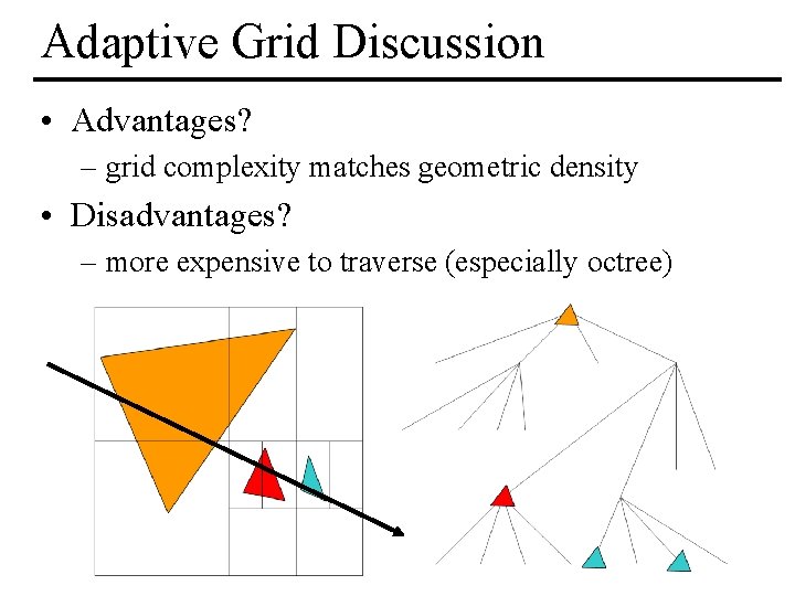 Adaptive Grid Discussion • Advantages? – grid complexity matches geometric density • Disadvantages? –