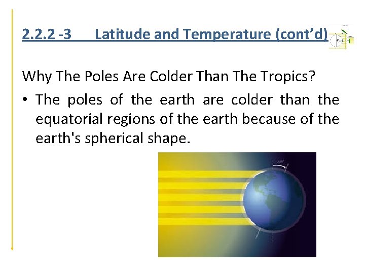 2. 2. 2 -3 Latitude and Temperature (cont’d) Why The Poles Are Colder Than