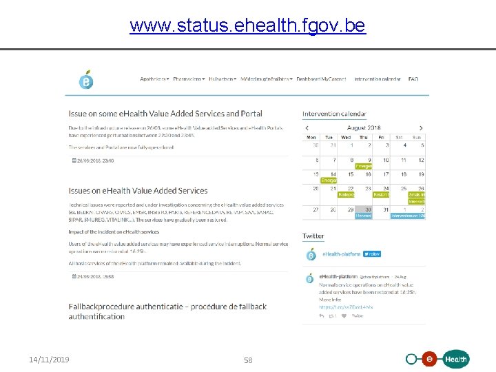 www. status. ehealth. fgov. be 14/11/2019 58 