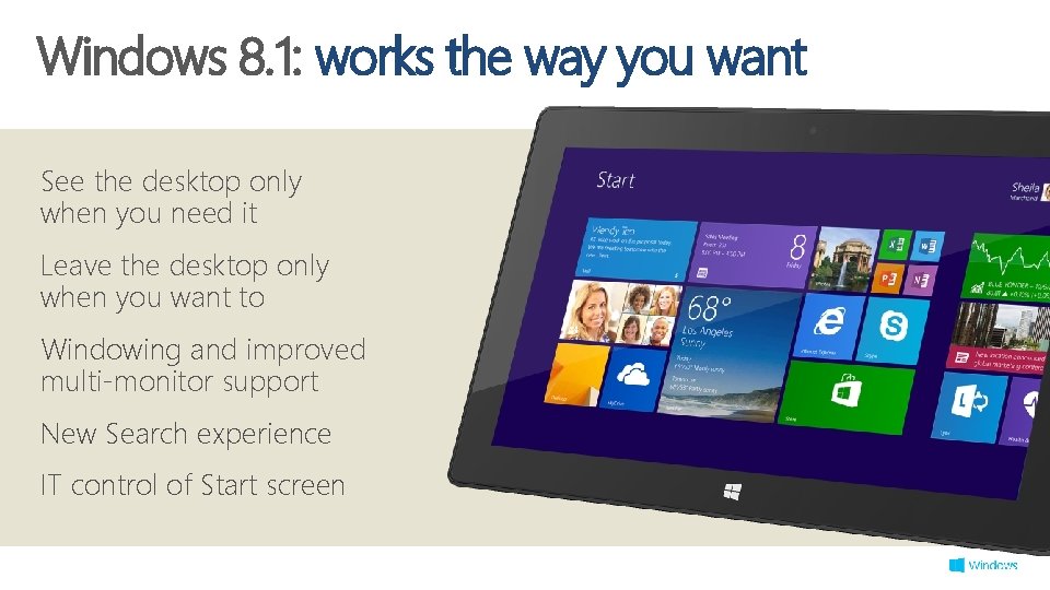 Windows 8. 1: works the way you want See the desktop only when you