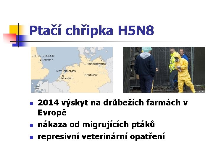 Ptačí chřipka H 5 N 8 n n n 2014 výskyt na drůbežích farmách