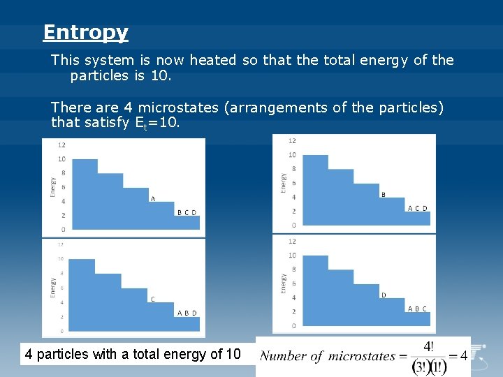 Entropy This system is now heated so that the total energy of the particles