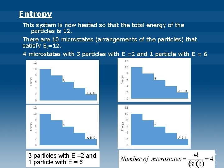 Entropy This system is now heated so that the total energy of the particles