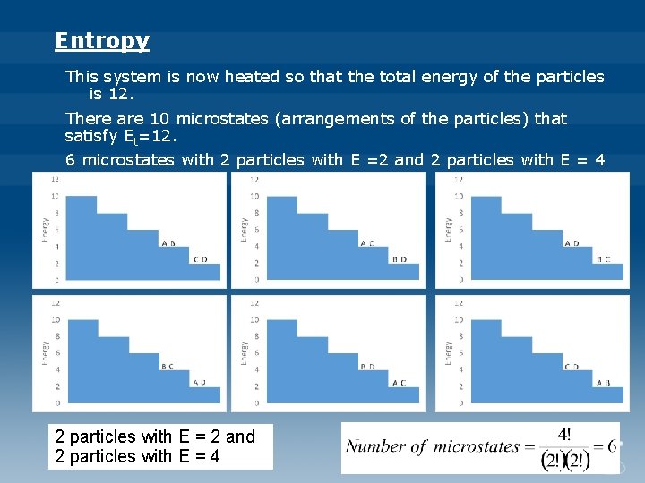 Entropy This system is now heated so that the total energy of the particles
