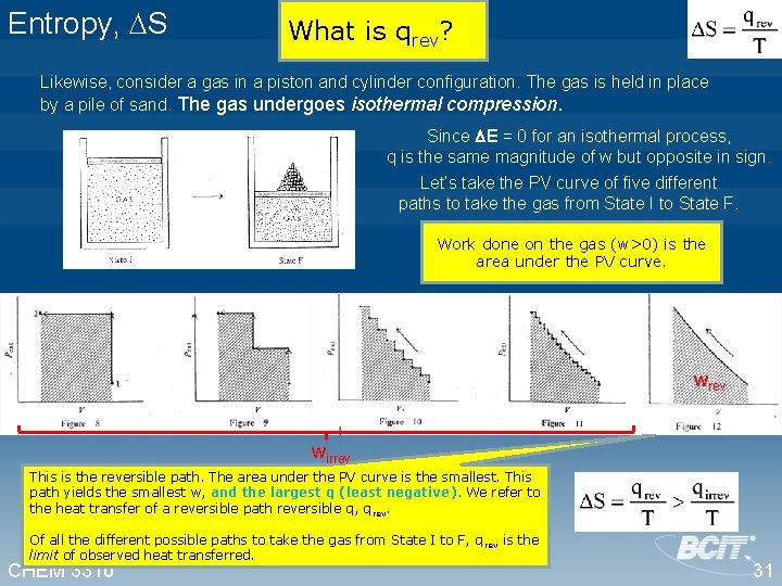 Entropy, S What is qrev? Likewise, consider a gas in a piston and cylinder