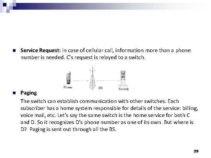 n Service Request: In case of cellular call, information more than a phone number