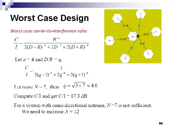 Worst Case Design Worst case carrier-to-interference ratio 90 