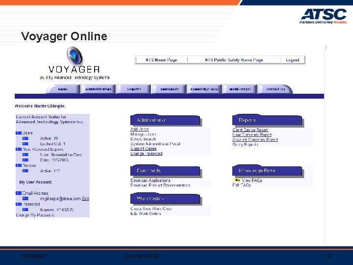 Voyager Online 10/24/2021 Copyright ATSC 13 