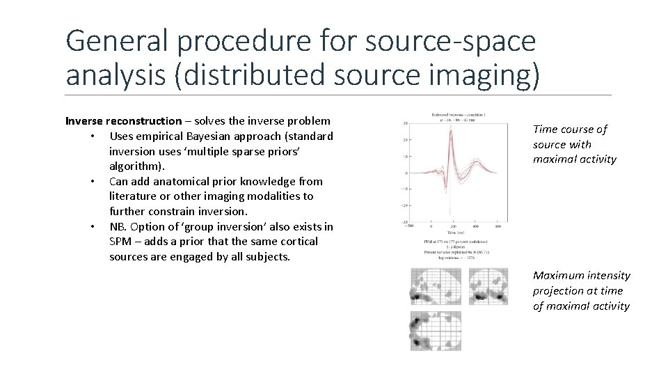 General procedure for source-space analysis (distributed source imaging) Inverse reconstruction – solves the inverse