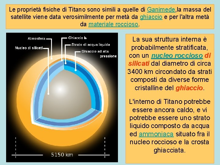 Le proprietà fisiche di Titano sono simili a quelle di Ganimede, la massa del