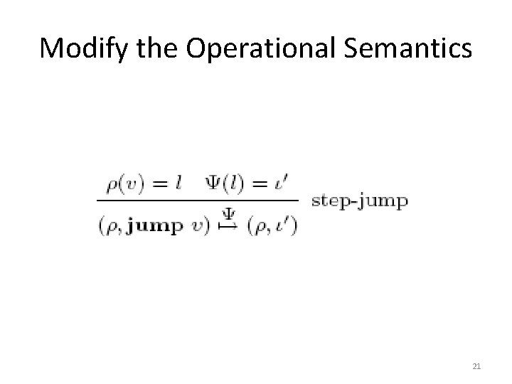 Modify the Operational Semantics 21 