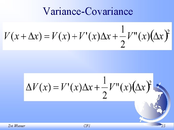 Variance Covariance Zvi Wiener CF 1 25 
