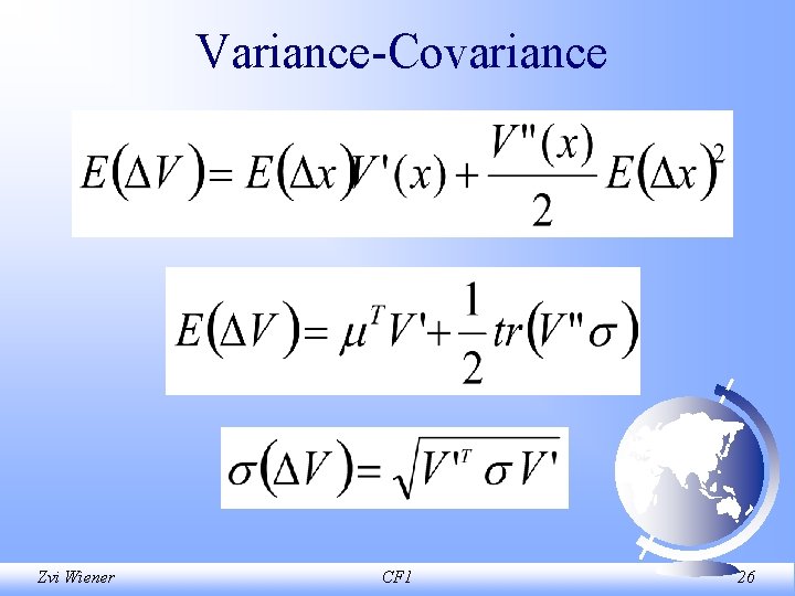 Variance Covariance Zvi Wiener CF 1 26 