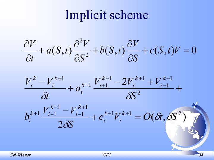 Implicit scheme Zvi Wiener CF 1 84 