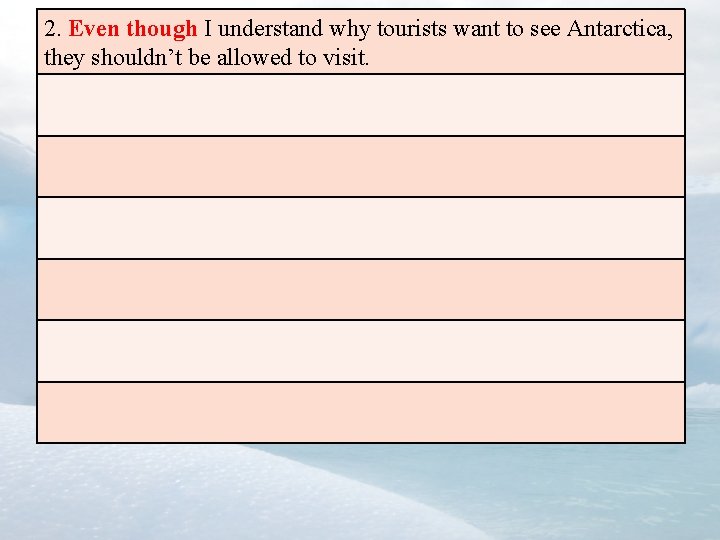 2. Even though I understand why tourists want to see Antarctica, they shouldn’t be