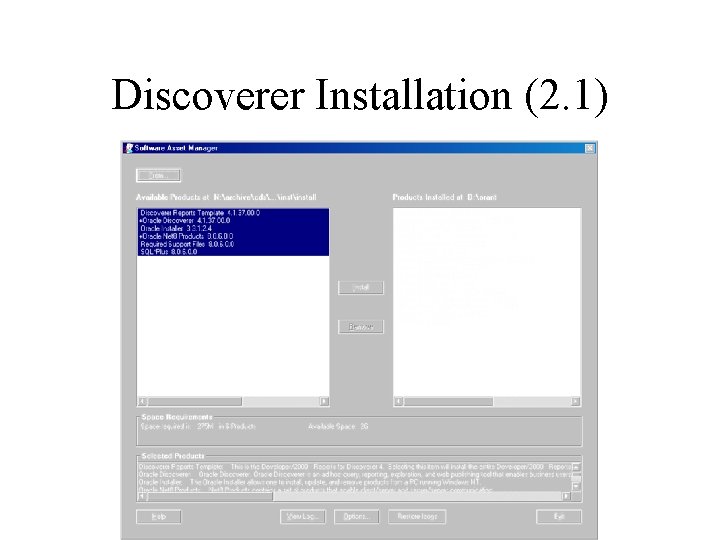 Discoverer Installation (2. 1) 
