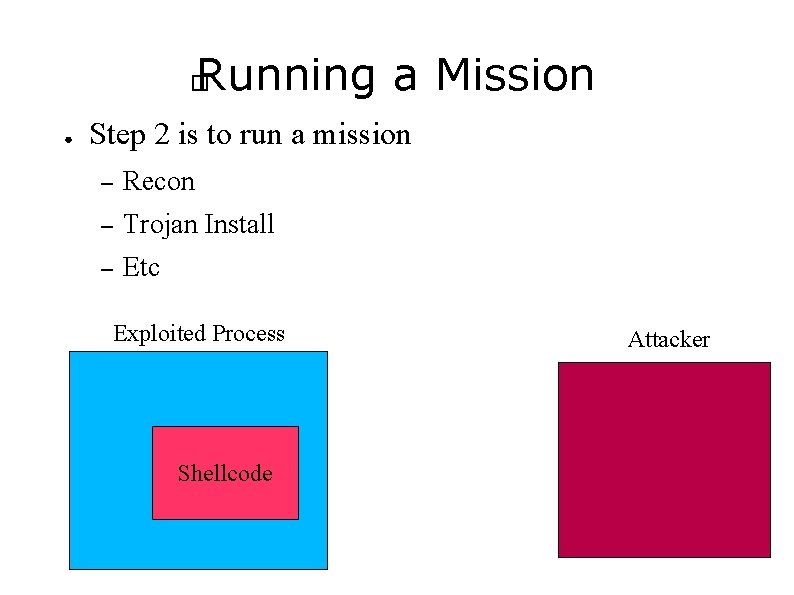 Running a Mission � ● Step 2 is to run a mission – Recon