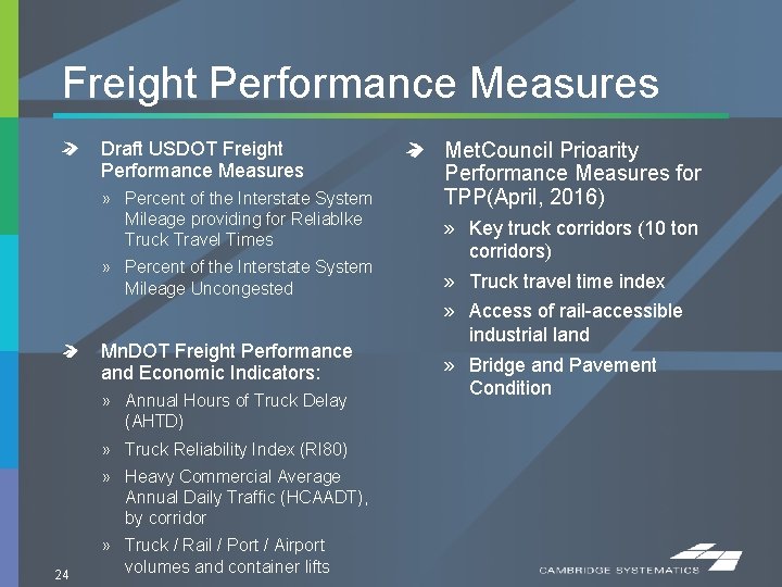 Freight Performance Measures Draft USDOT Freight Performance Measures » Percent of the Interstate System