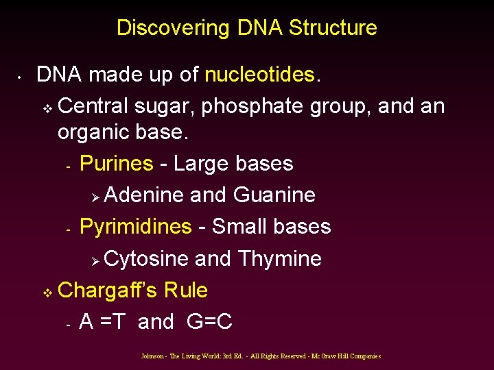 Discovering DNA Structure • DNA made up of nucleotides. v Central sugar, phosphate group, Discovering DNA Structure • DNA made up of nucleotides. v Central sugar, phosphate group,