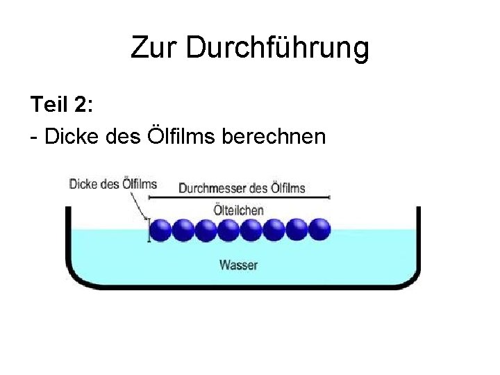 Zur Durchführung Teil 2: - Dicke des Ölfilms berechnen 