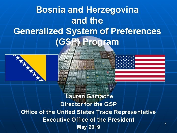 Bosnia and Herzegovina and the Generalized System of Preferences (GSP) Program Lauren Gamache Director