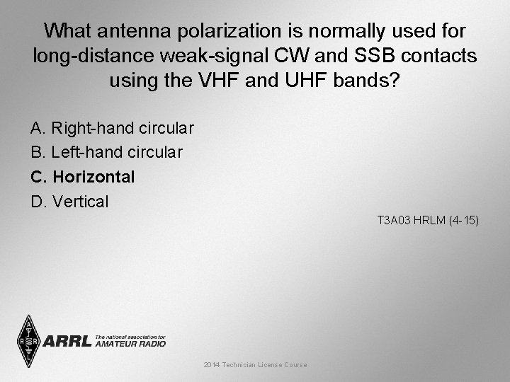 What antenna polarization is normally used for long-distance weak-signal CW and SSB contacts using