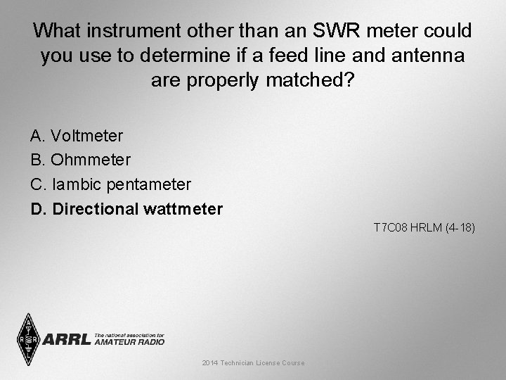 What instrument other than an SWR meter could you use to determine if a