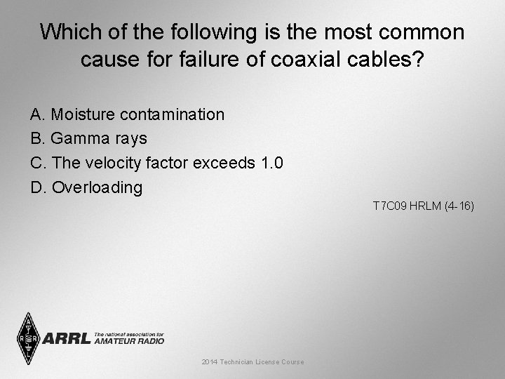 Which of the following is the most common cause for failure of coaxial cables?