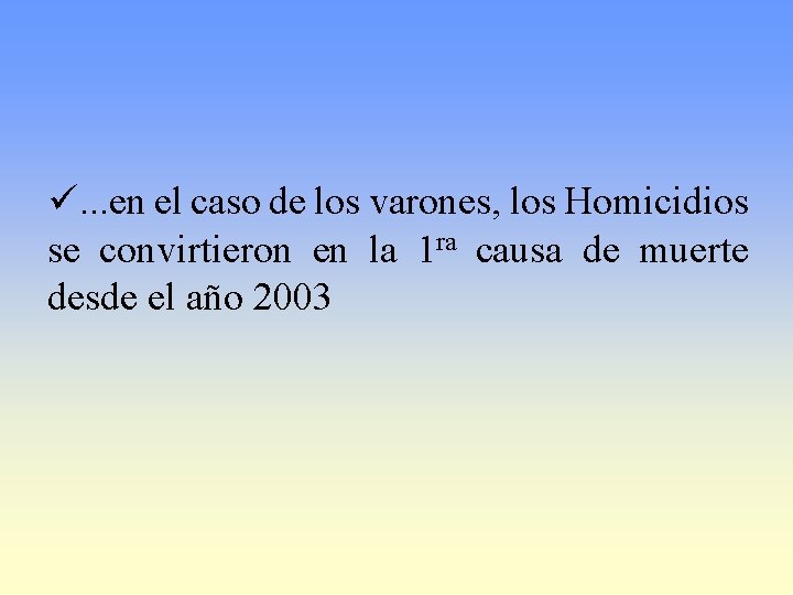 ü. . . en el caso de los varones, los Homicidios se convirtieron en