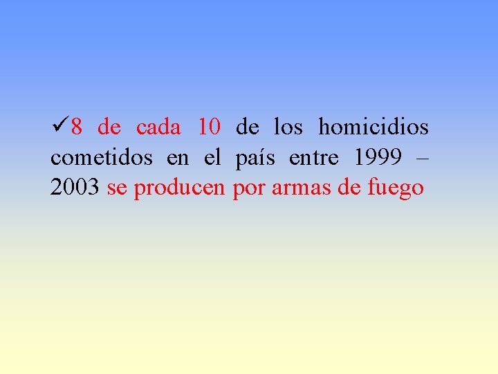 ü 8 de cada 10 de los homicidios cometidos en el país entre 1999