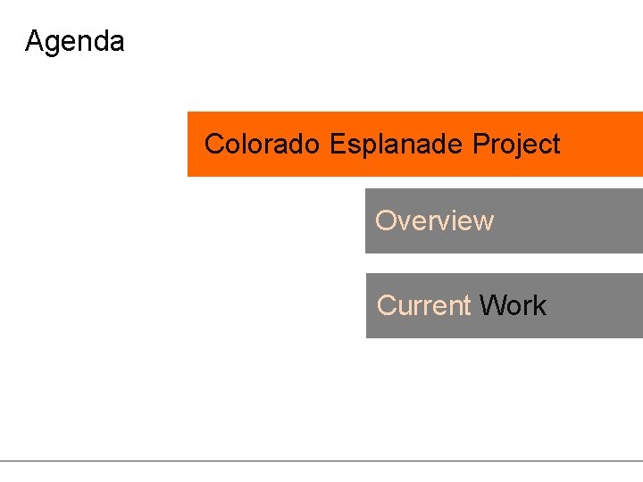 Agenda Colorado Esplanade Project Overview Current Work 