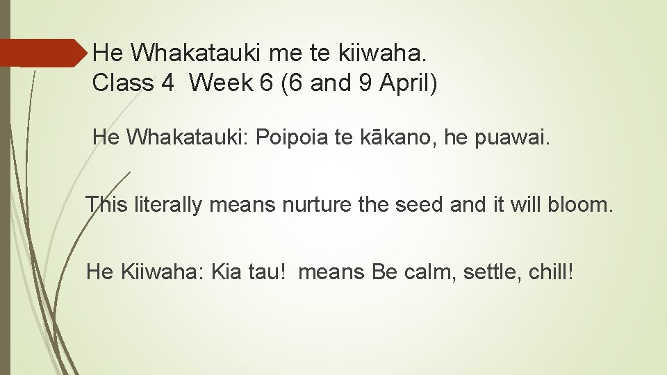 He Whakatauki me te kiiwaha. Class 4 Week 6 (6 and 9 April) He
