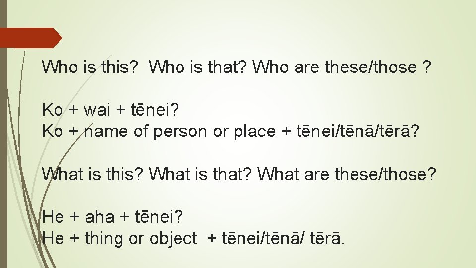 Who is this? Who is that? Who are these/those ? Ko + wai +
