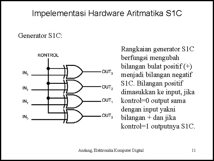 Impelementasi Hardware Aritmatika S 1 C Generator S 1 C: Rangkaian generator S 1