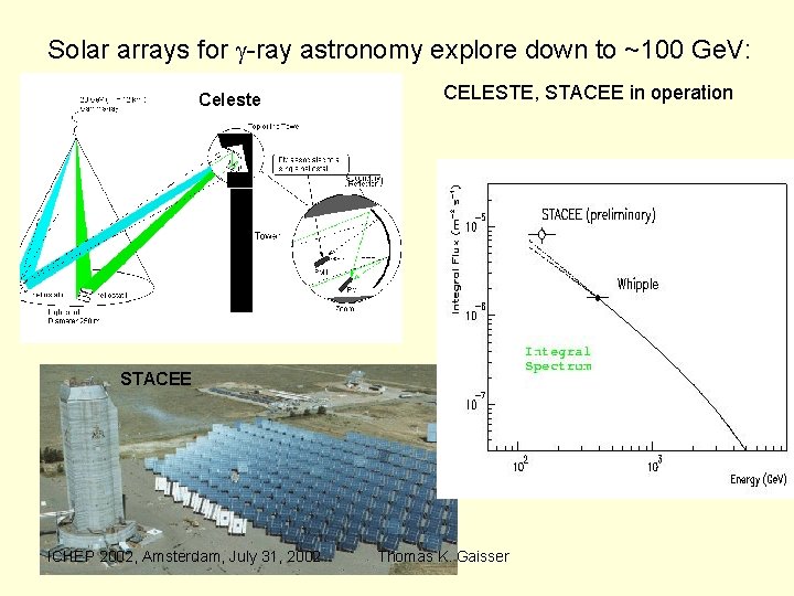 Solar arrays for g-ray astronomy explore down to ~100 Ge. V: Celeste CELESTE, STACEE