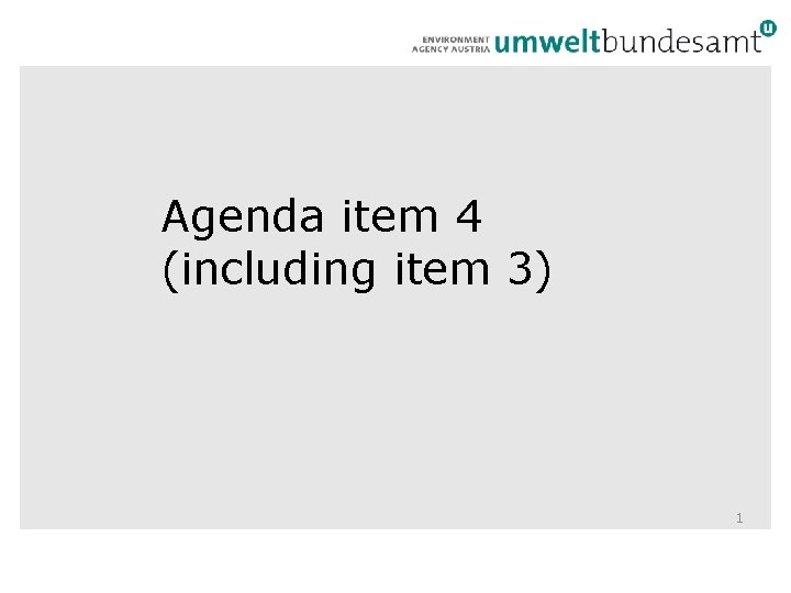 Agenda item 4 (including item 3) 1 