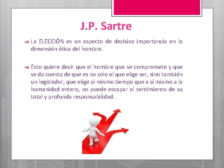 J. P. Sartre La ELECCIÓN es un aspecto de decisiva importancia en la dimensión