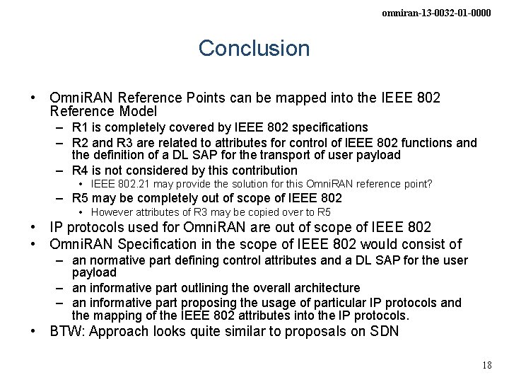 omniran-13 -0032 -01 -0000 Conclusion • Omni. RAN Reference Points can be mapped into