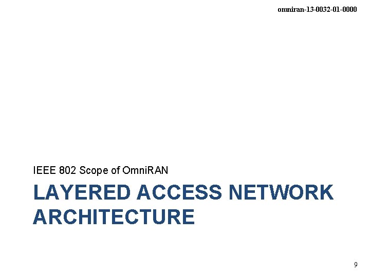 omniran-13 -0032 -01 -0000 IEEE 802 Scope of Omni. RAN LAYERED ACCESS NETWORK ARCHITECTURE