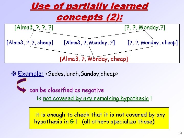 Use of partially learned concepts (2): [Alma 3, ? , ? ] [Alma 3,