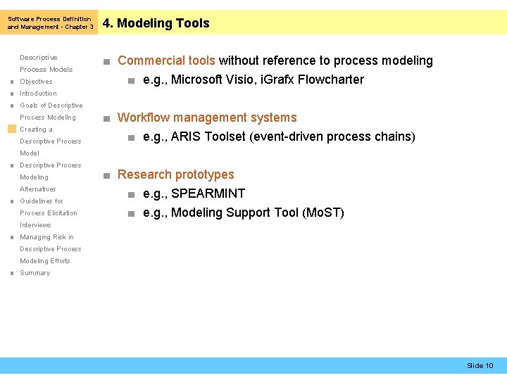 Software Process Definition and Management - Chapter 3 Descriptive Process Models ■ Objectives 4.