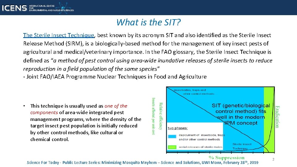 What is the SIT? The Sterile Insect Technique, best known by its acronym SIT