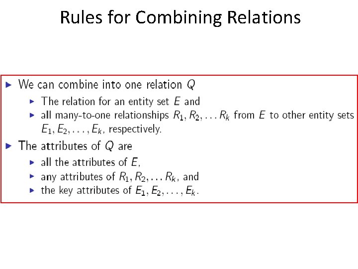 Rules for Combining Relations 