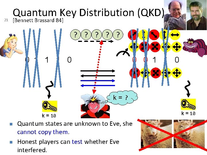 21 Quantum Key Distribution (QKD) [Bennett Brassard 84] ? ? ? 0 1 1