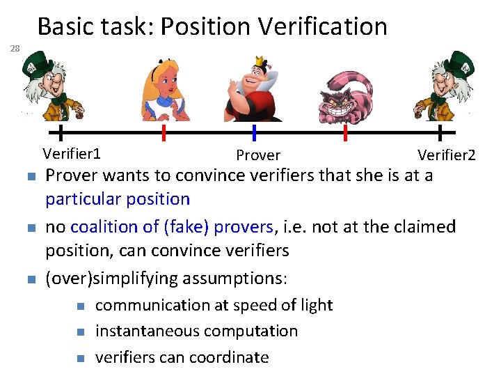 Basic task: Position Verification 28 Verifier 1 n n n Prover Verifier 2 Prover